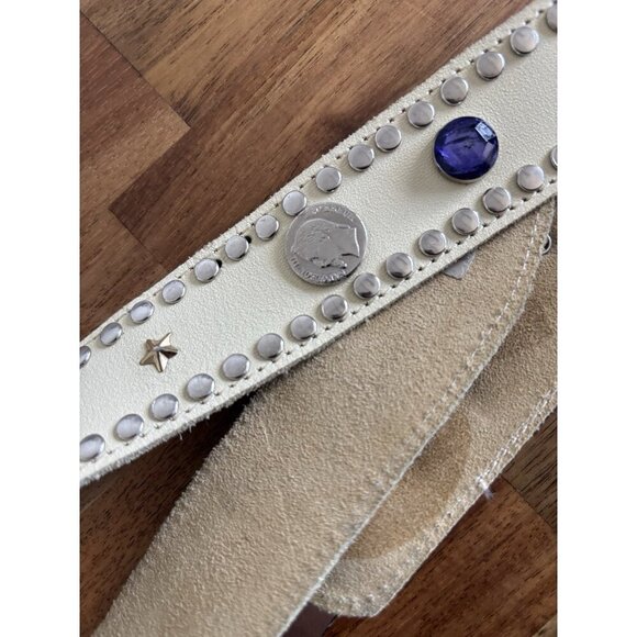Vintage Boho Leather Belt FAUX STONES coin‎ Festival Boho Gypsy Western Cowgirl main image 15